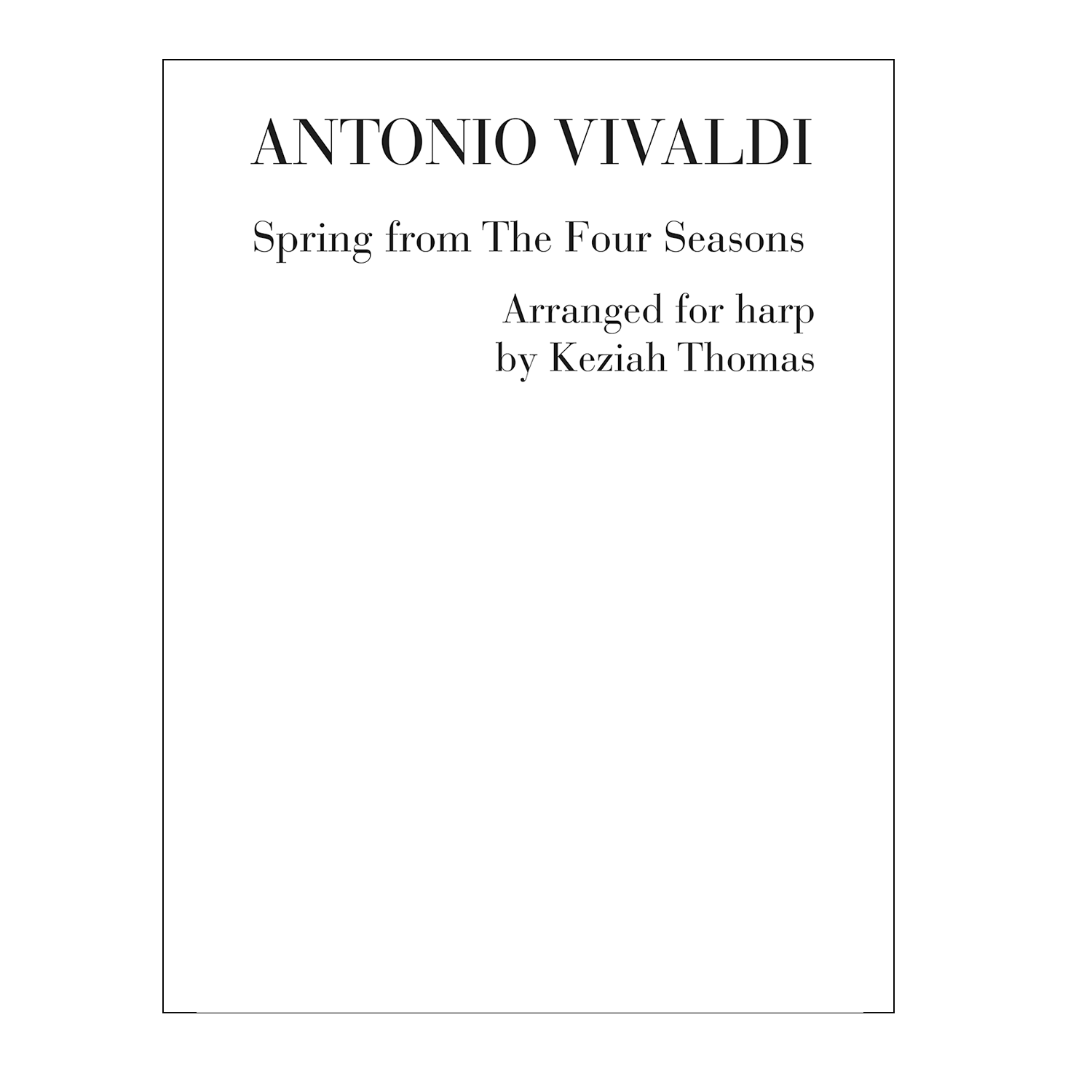 Vivaldi - Spring from The Four Seasons arranged for harp by Keziah Thomas DOWNLOAD