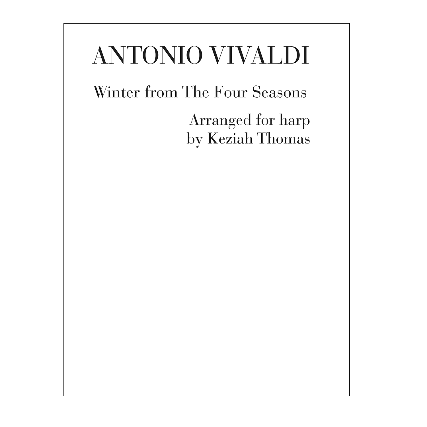 Vivaldi - Winter from The Four Seasons arranged for harp by Keziah Thomas DOWNLOAD