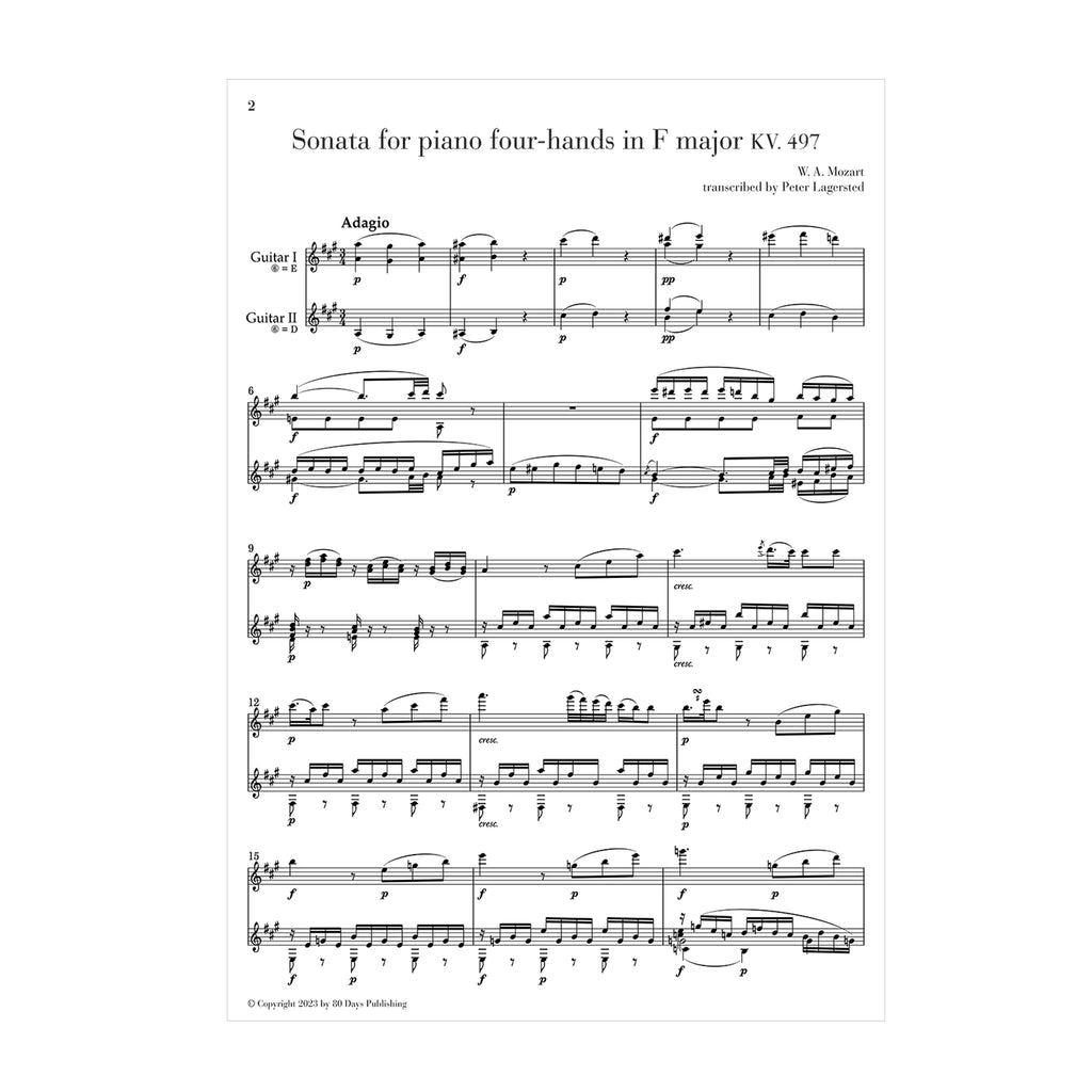 W.A. Mozart - Sonata for piano four-hands in F major KV. 497 trans. guitar duo SCORE DOWNLOAD