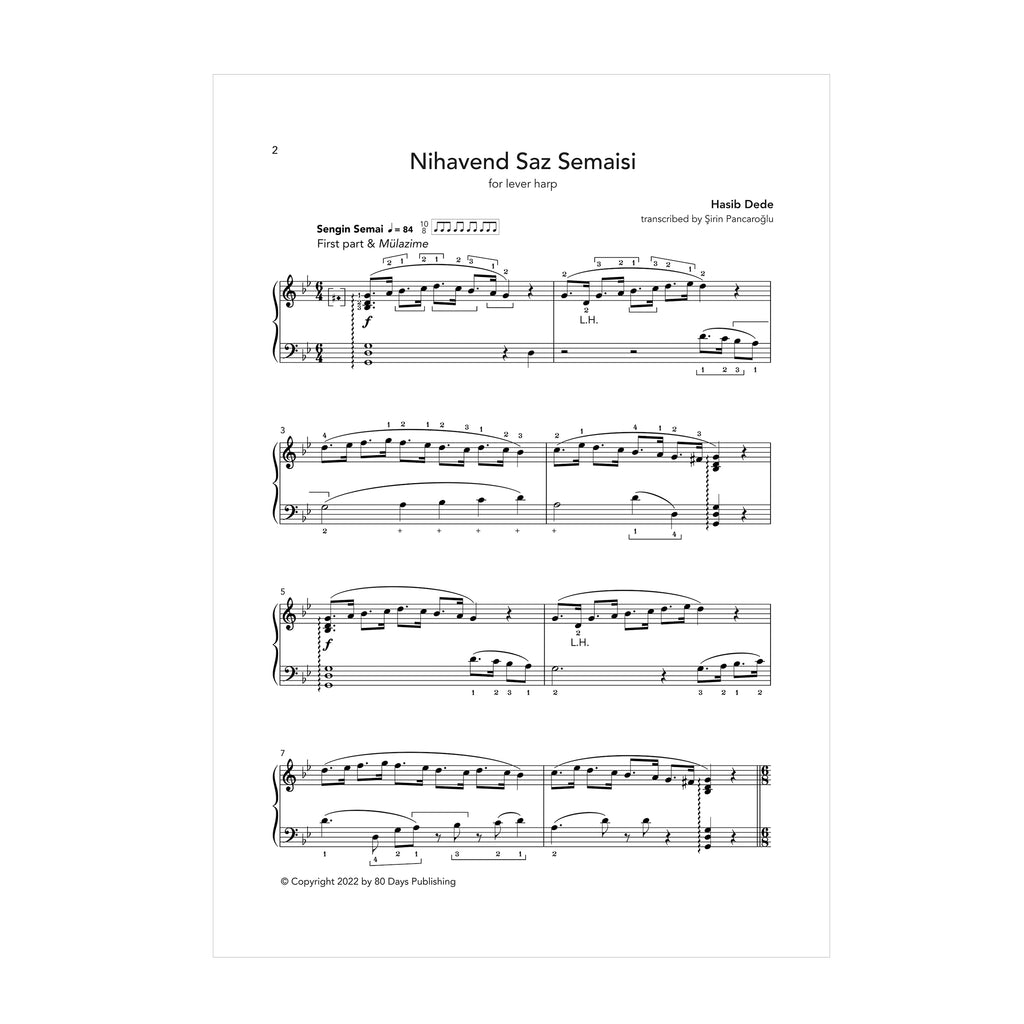 Nihavend Saz Semaisi for lever harp - Hasib Dede transcribed by Şirin Pancaroğlu DOWNLOAD