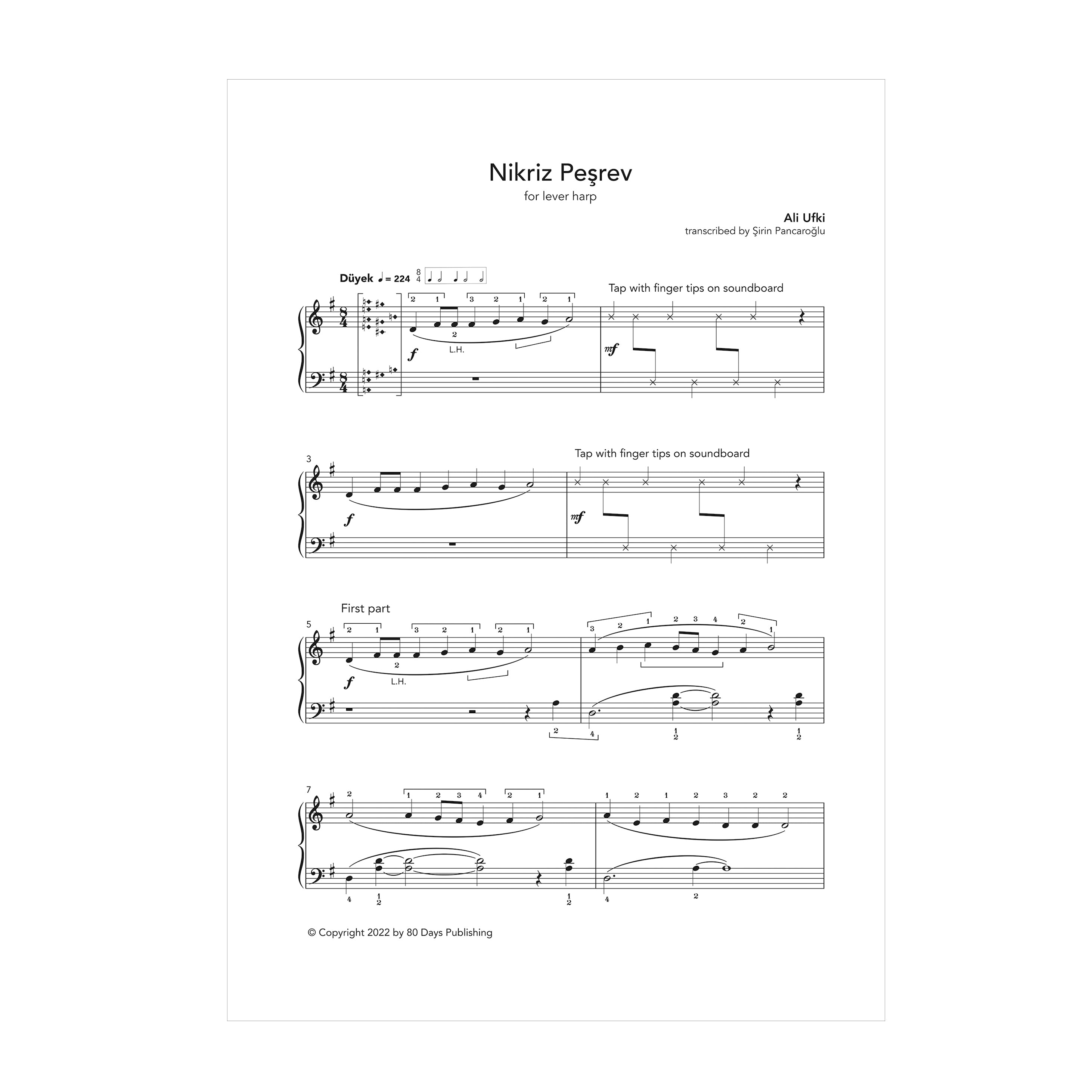Nikriz Peşrev for lever harp - Ali Ufki transcribed by Şirin Pancaroğlu DOWNLOAD
