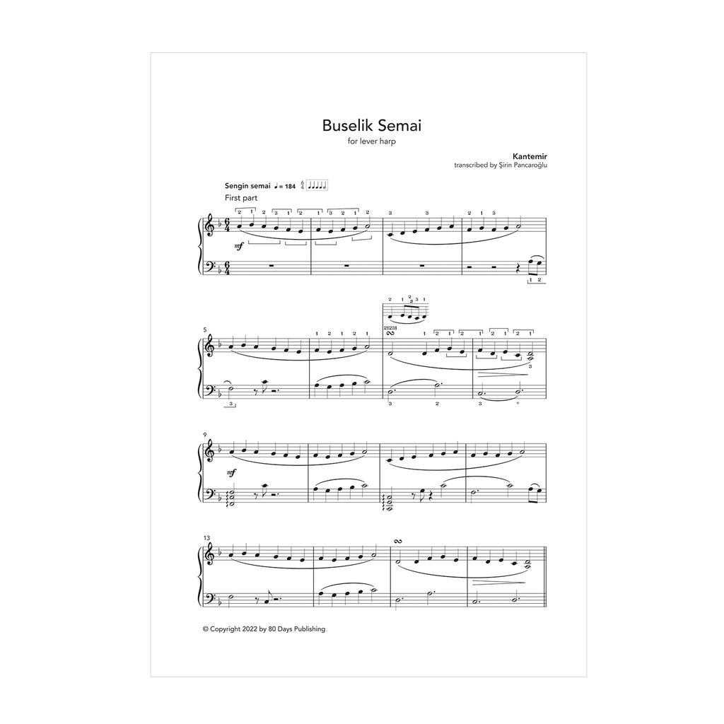 Buselik Semai for lever harp - Kantemir transcribed by Şirin Pancaroğlu