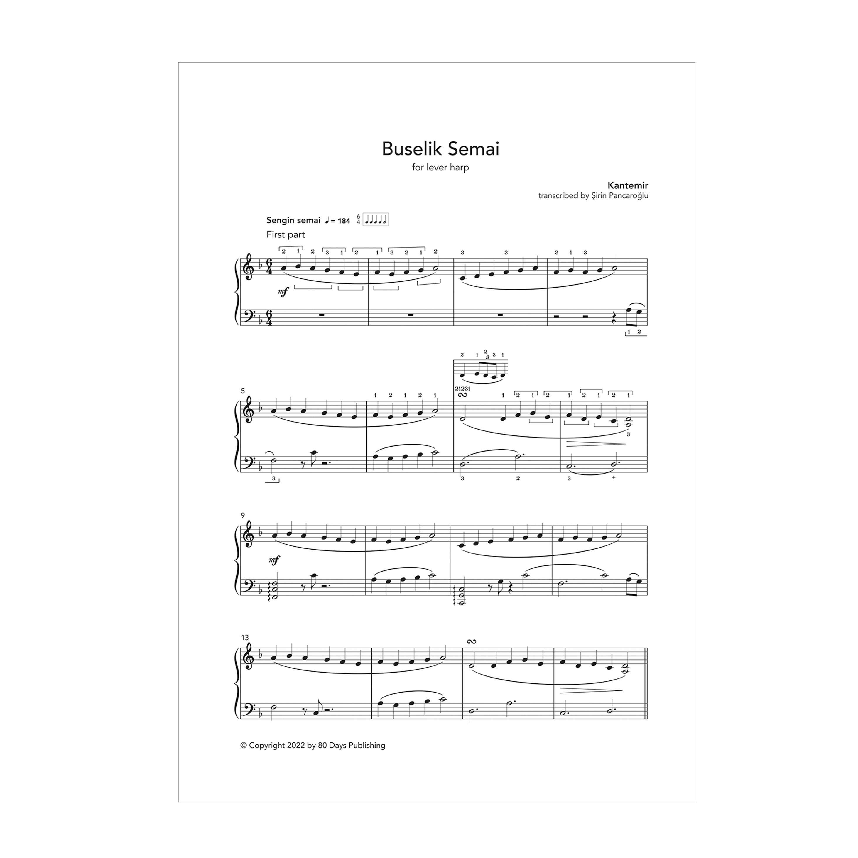 Buselik Semai for lever harp - Kantemir transcribed by Şirin Pancaroğlu