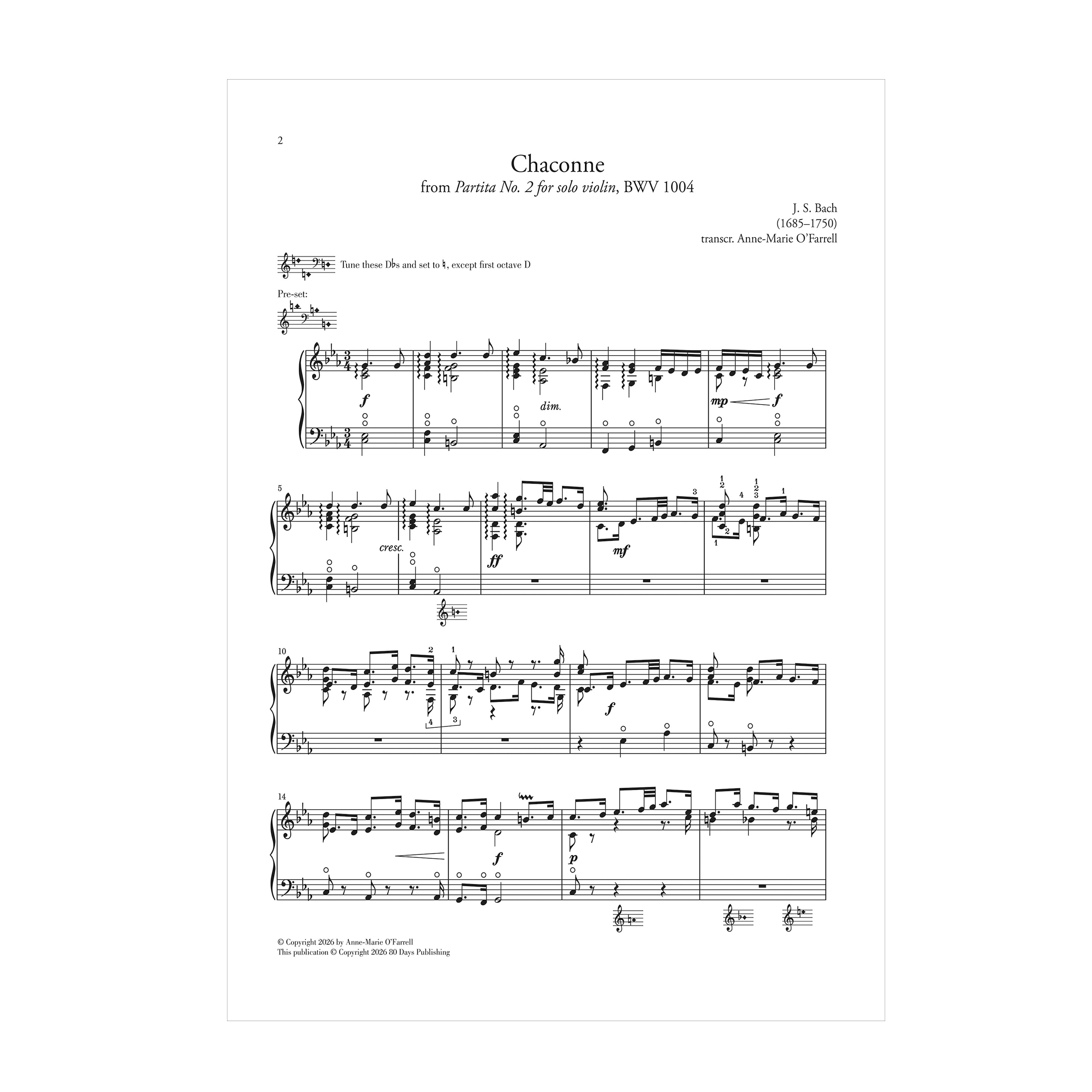 J. S. Bach - Chaconne from Partita No. 2 for solo violin, BWV 1004 arr. for lever harp