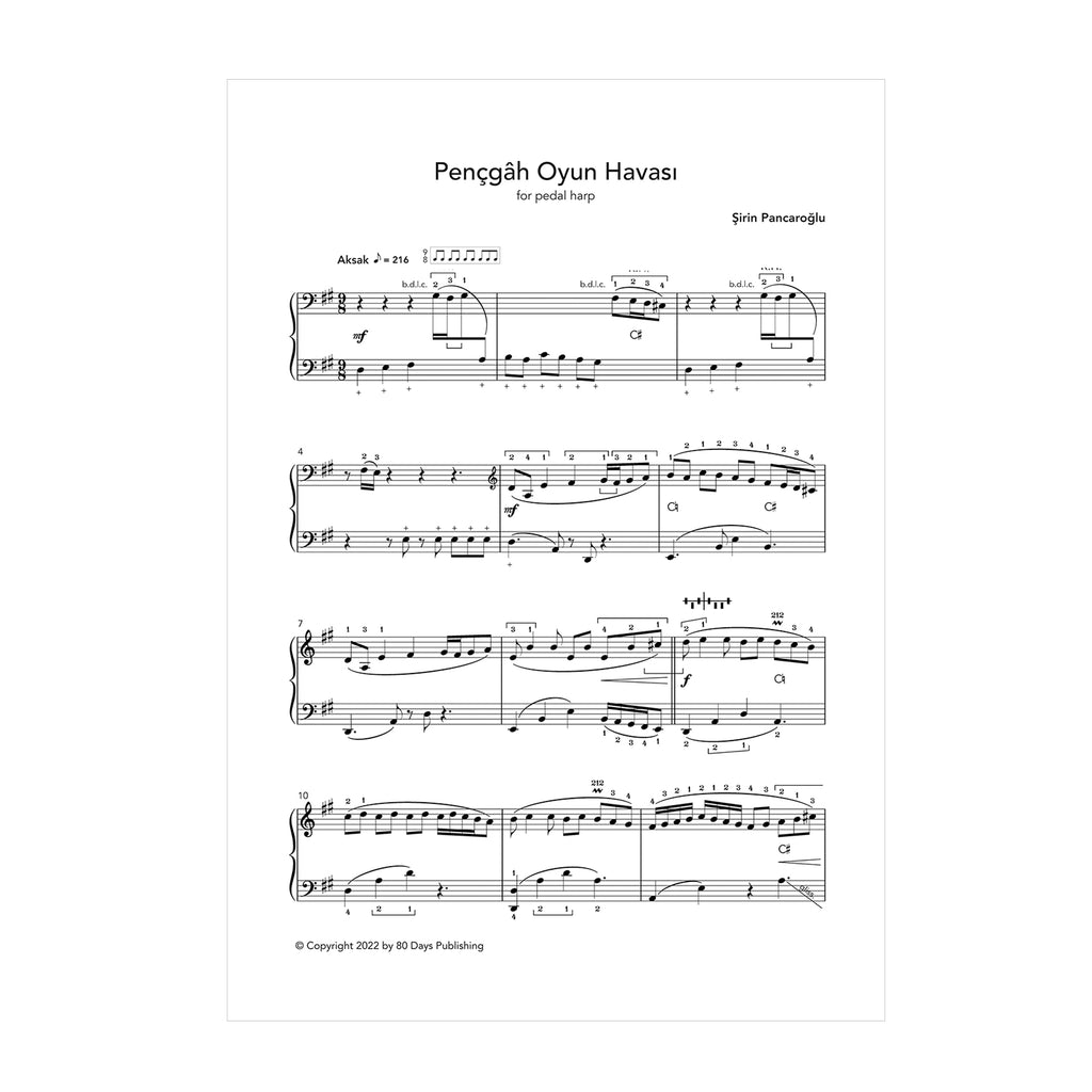 Pençgâh Oyun Havası for pedal harp - Şirin Pancaroğlu DOWNLOAD