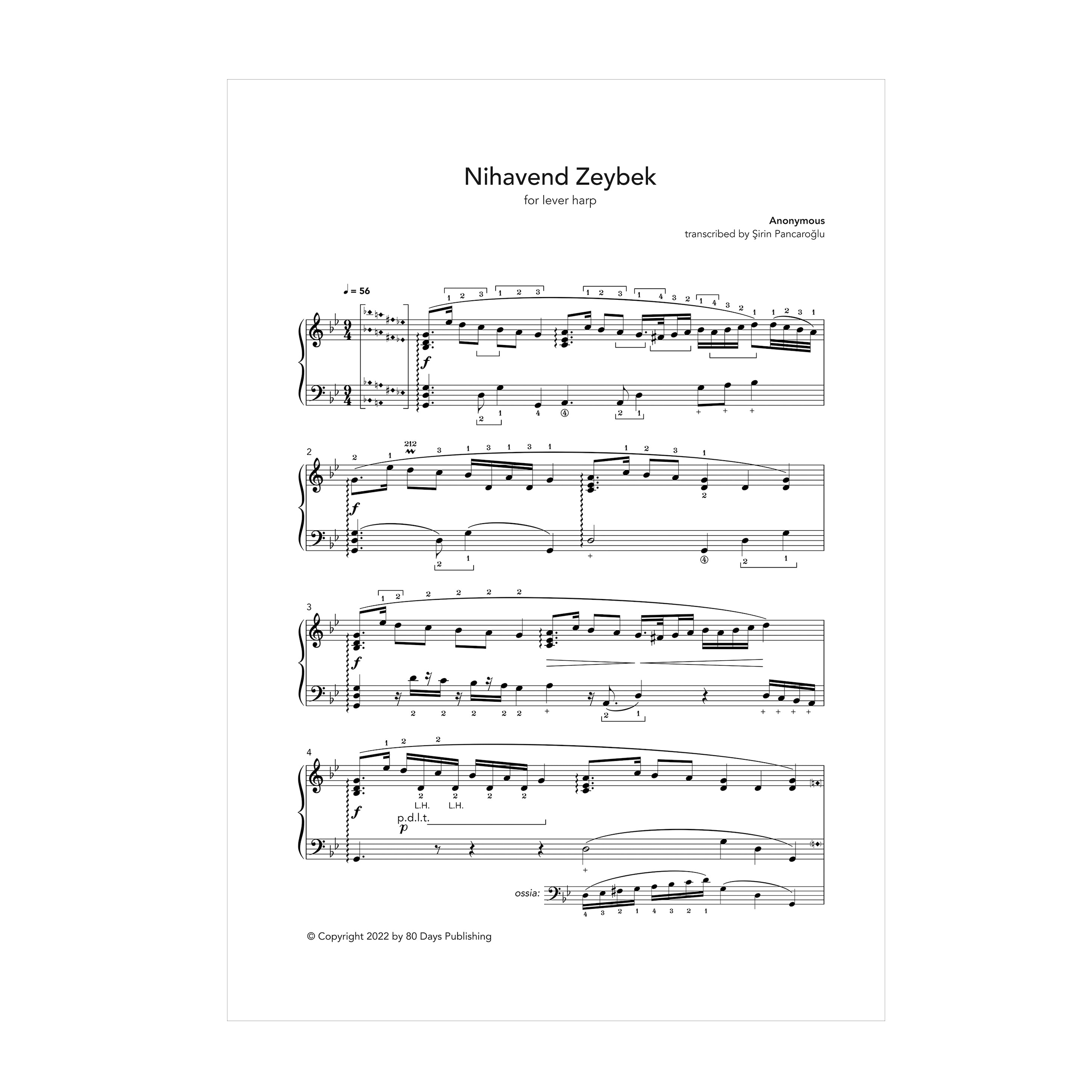 Nihavend Zeybek for lever harp - Anonymous transcribed by Şirin Pancaroğlu