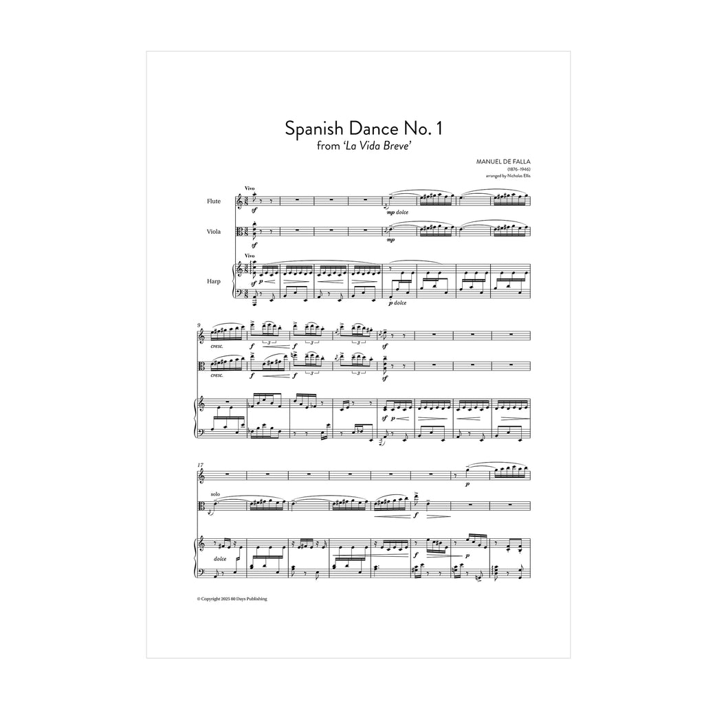 De Falla - Spanish Dance No. 1 arr. fl., vla. (or cl.) and harp by Nicholas Ellis