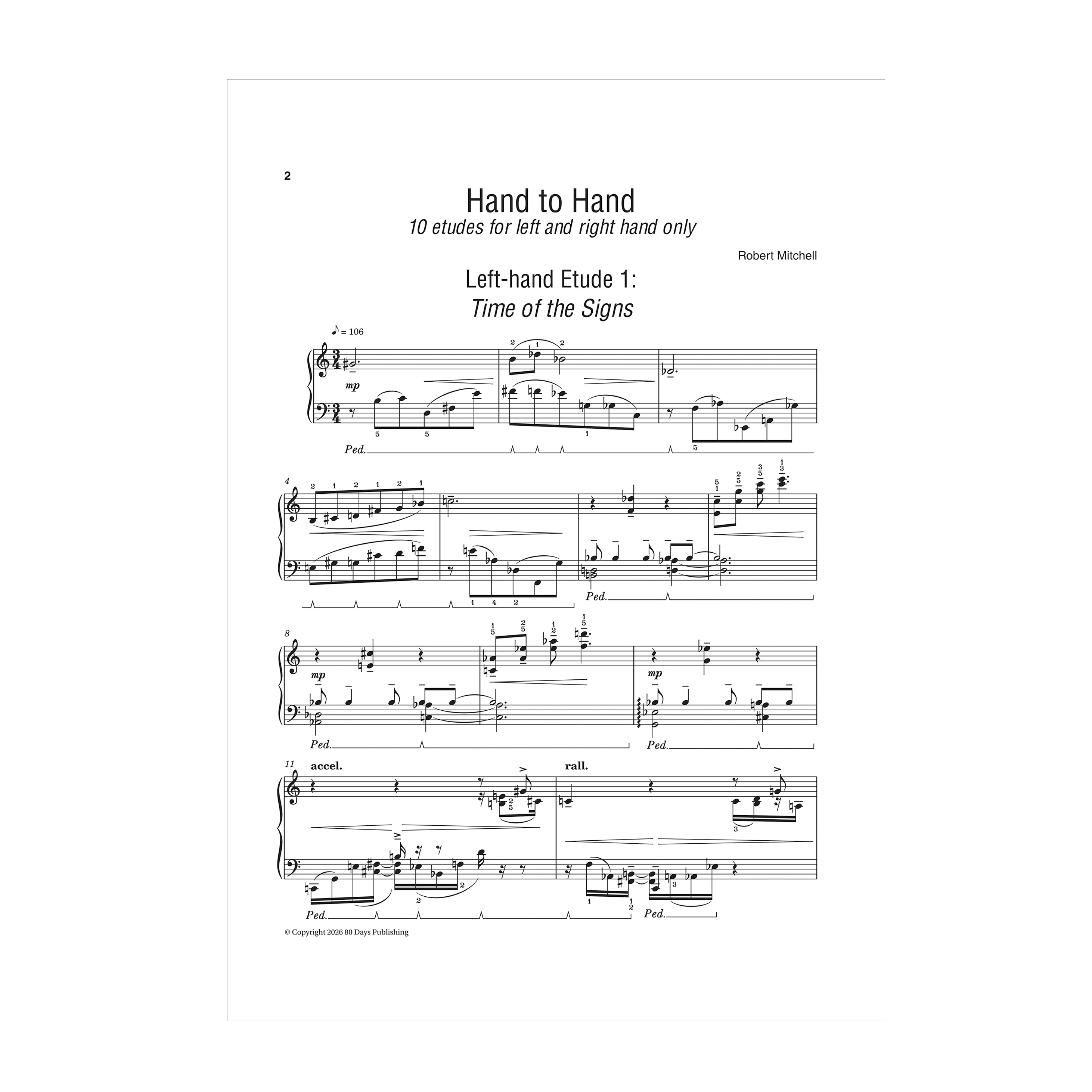 Robert Mitchell - Hand to Hand: 10 Etudes for Left and Right Hand Only