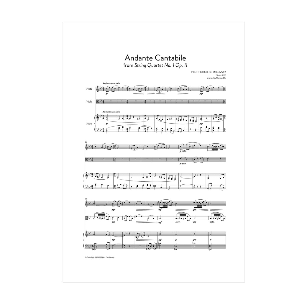 Tchaikovsky - Andante Cantabile arr. fl., vla. (or cl.) and harp by Nicholas Ellis