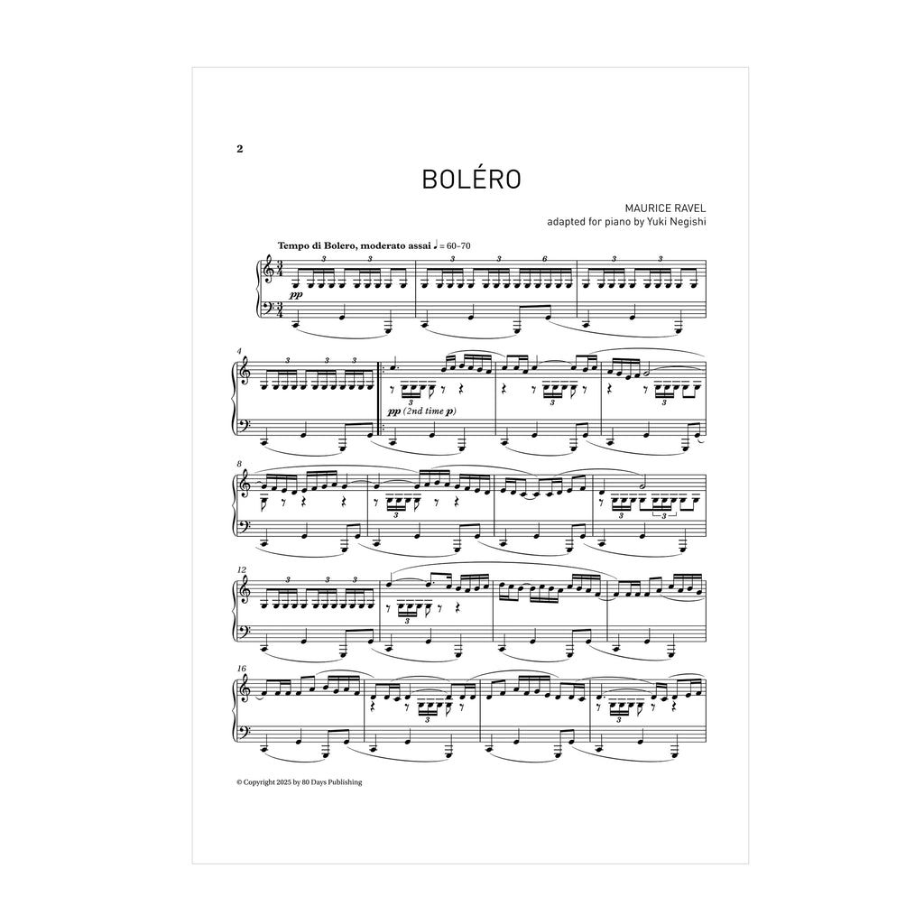 Ravel - Bolero adapted for piano by Yuki Negishi DOWNLOAD