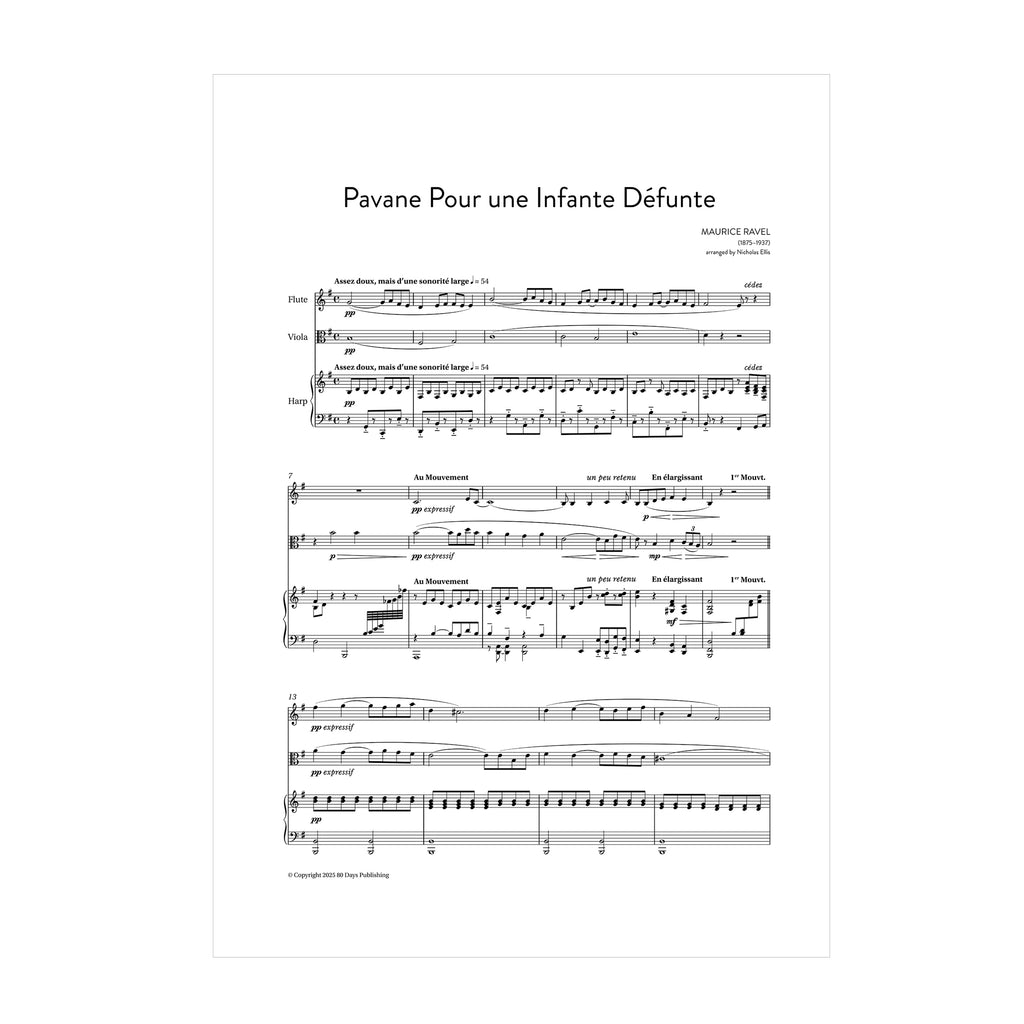 Ravel - Pavane pour une infante défunte arr. fl, vla. (or cl.) and harp by Nicholas Ellis