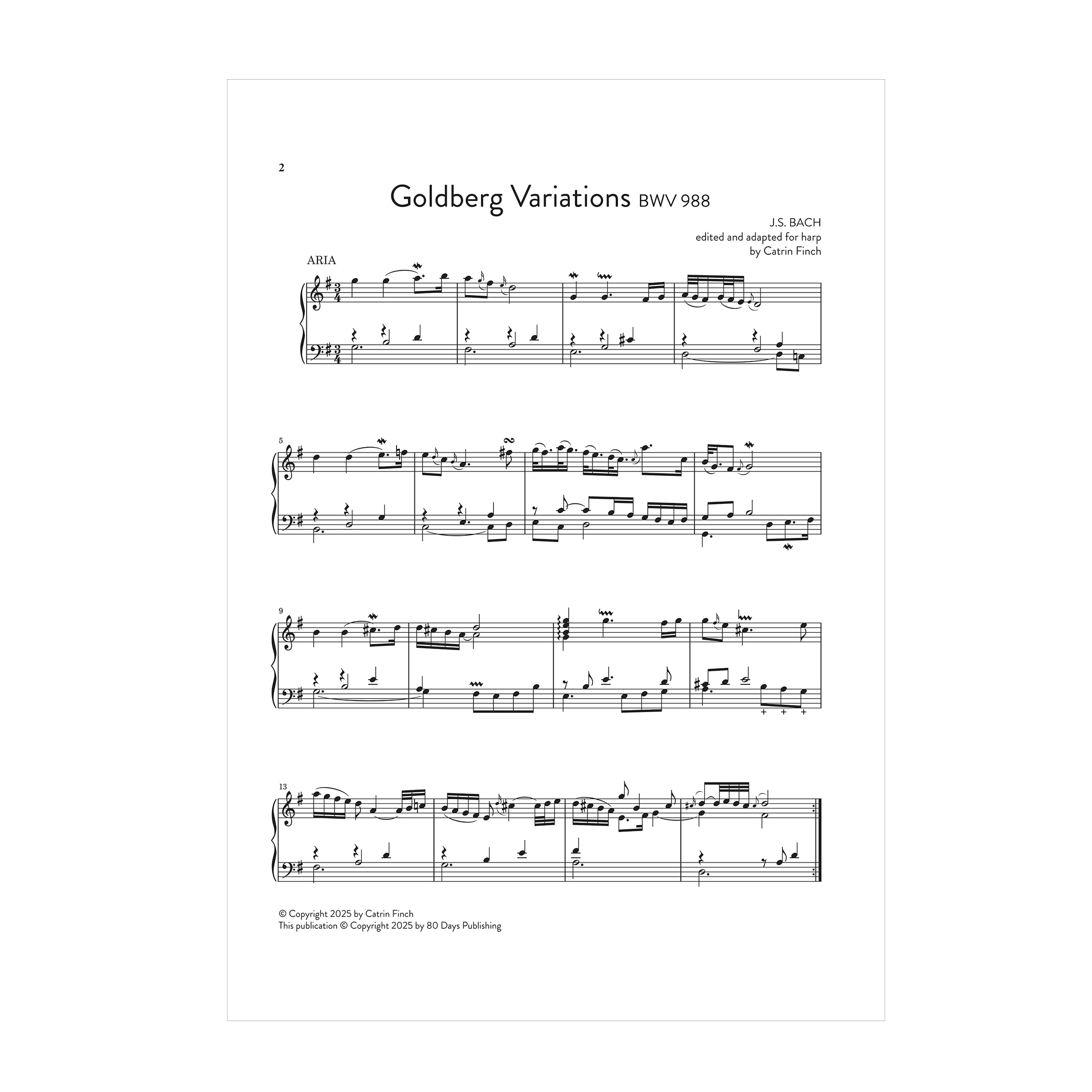 J.S. Bach - Goldberg Variations edited and adapted for harp by Catrin Finch