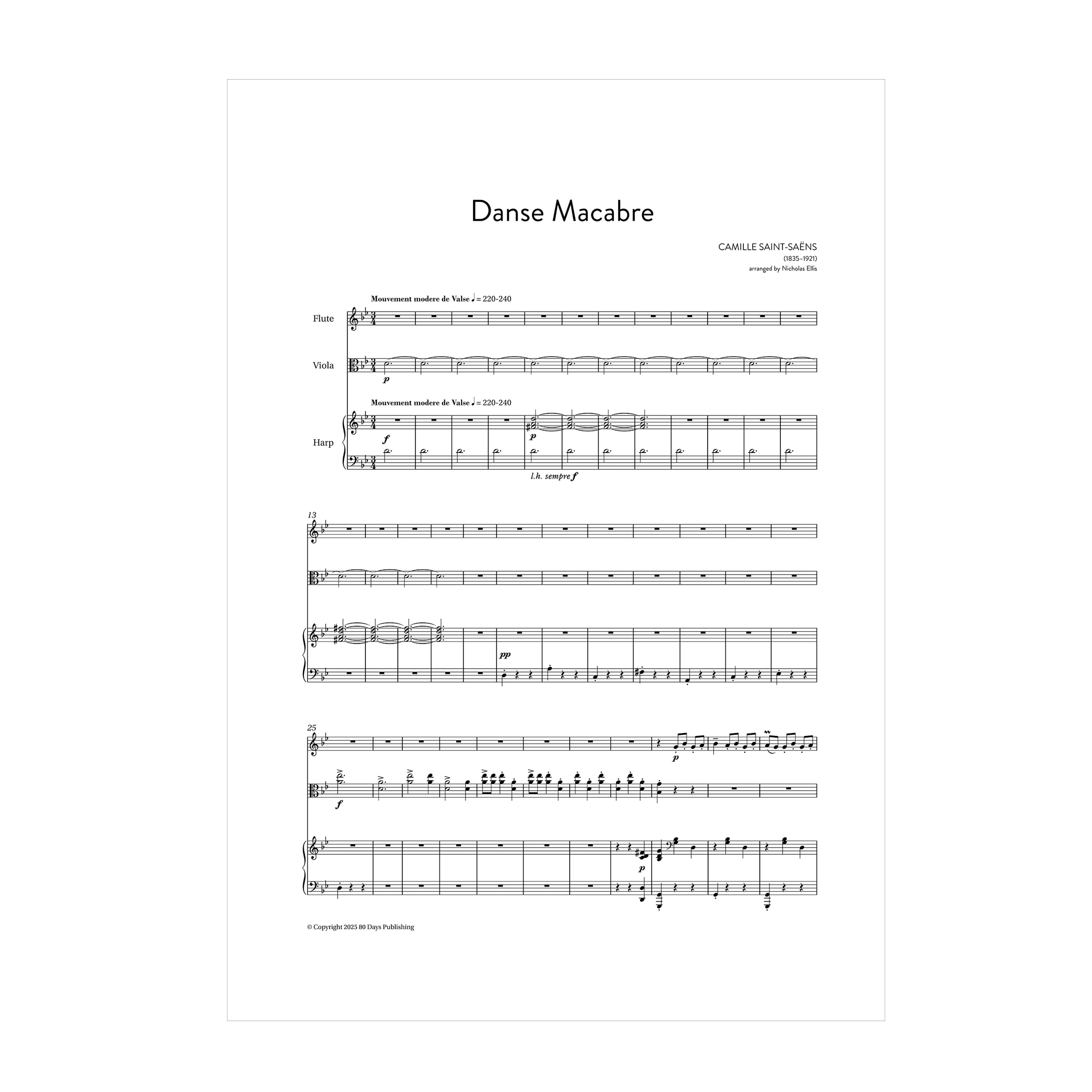 Saint-Saëns - Danse Macabre arr. fl., vla. (or cl.) and harp by Nicholas Ellis