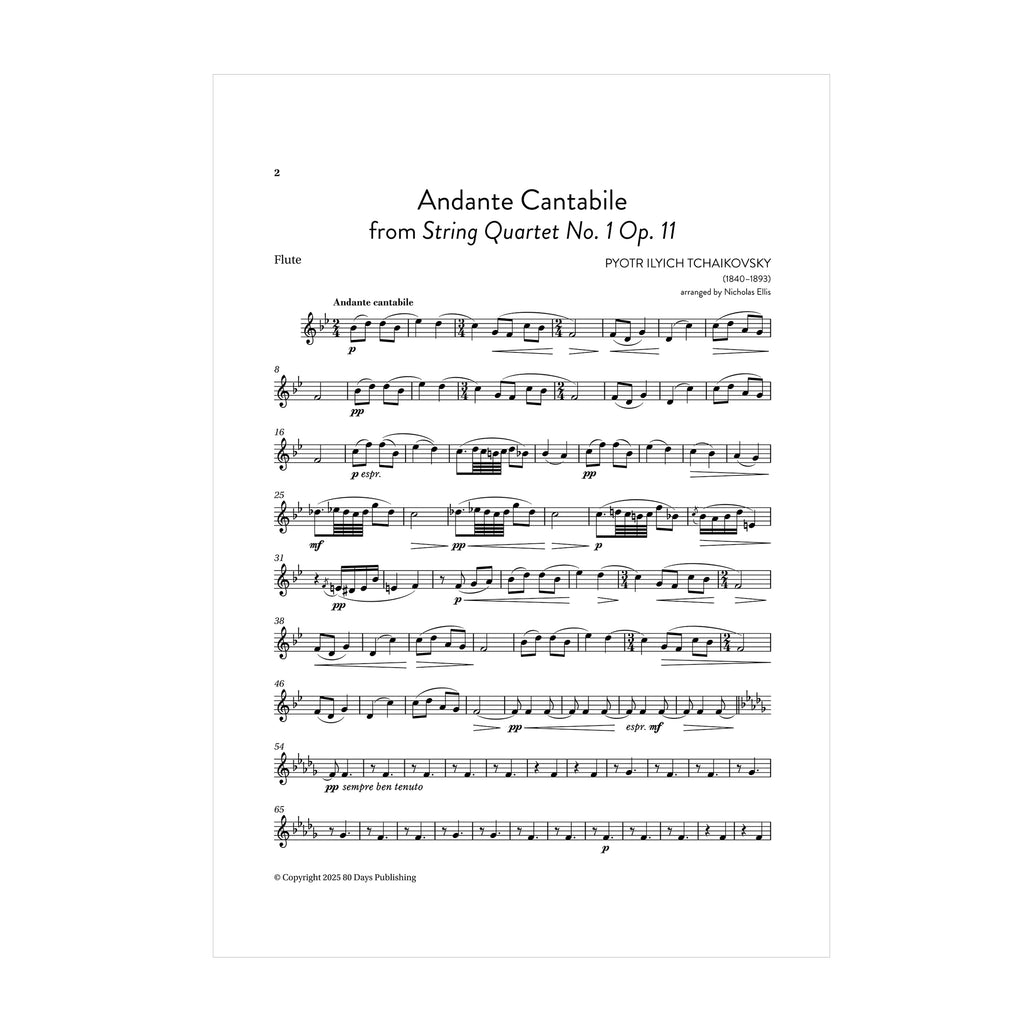 Tchaikovsky - Andante Cantabile arr. fl., vla. (or cl.) and harp by Nicholas Ellis