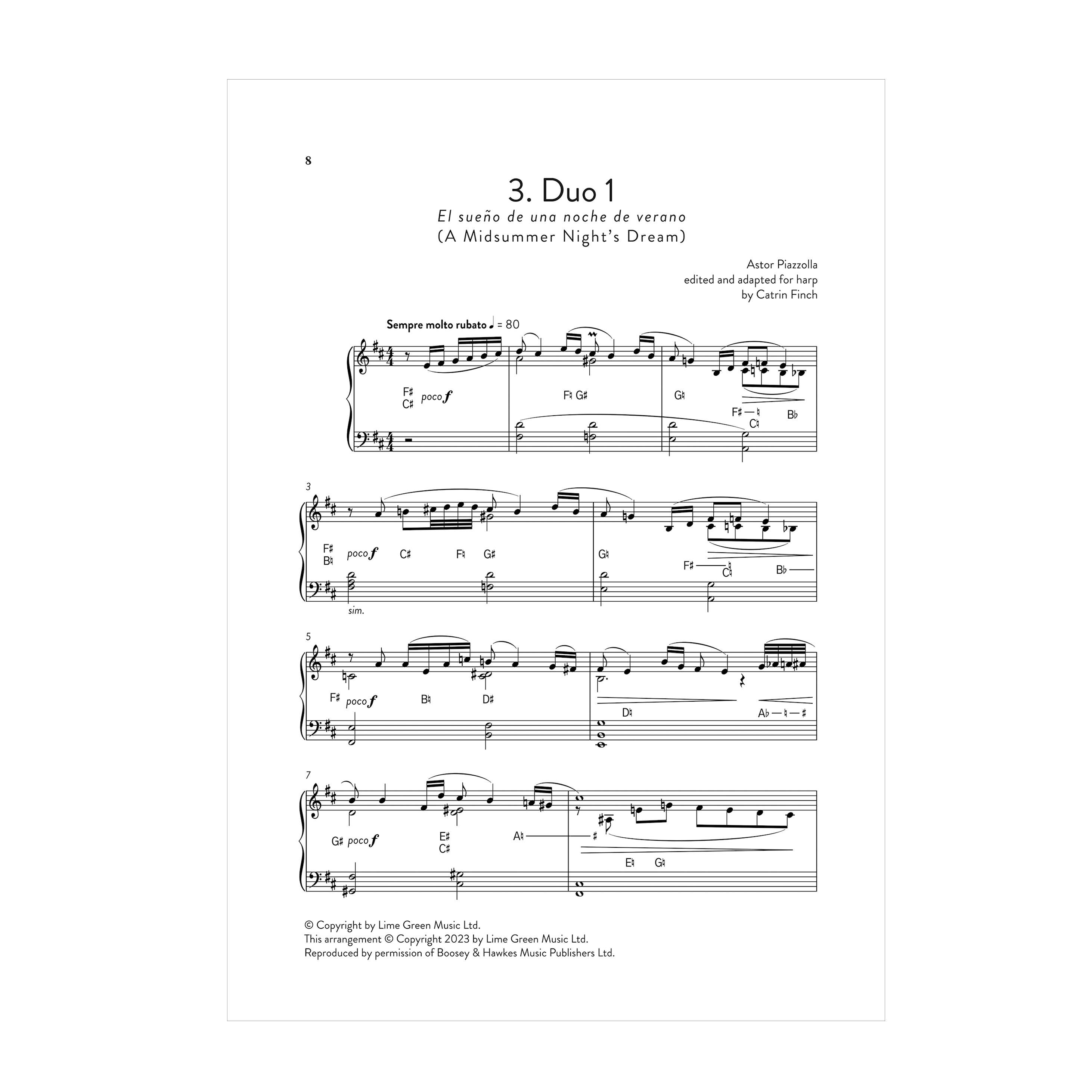 Piazzolla - Four pieces edited and adapted for harp by Catrin Finch