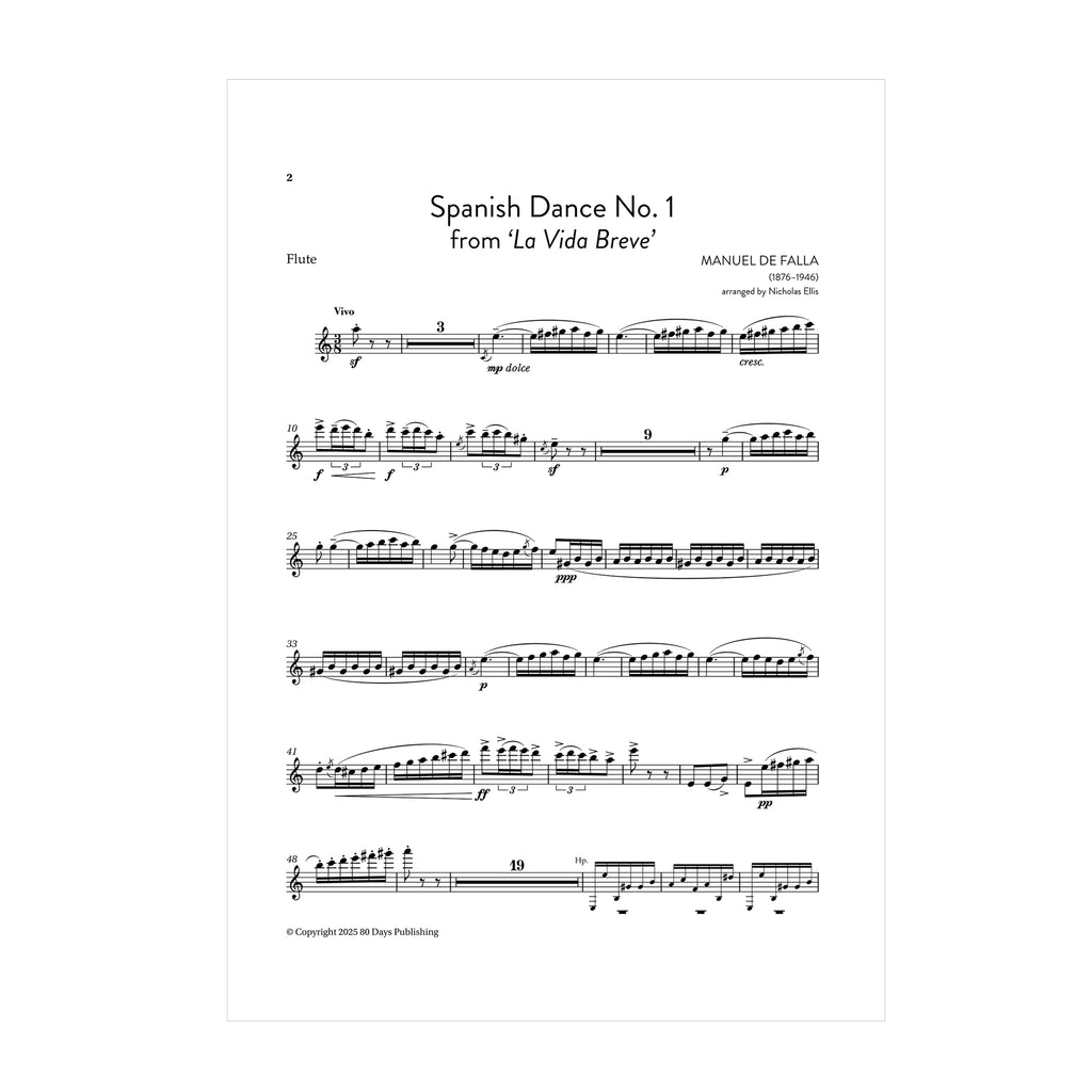 De Falla - Spanish Dance No. 1 arr. fl., vla. (or cl.) and harp by Nicholas Ellis