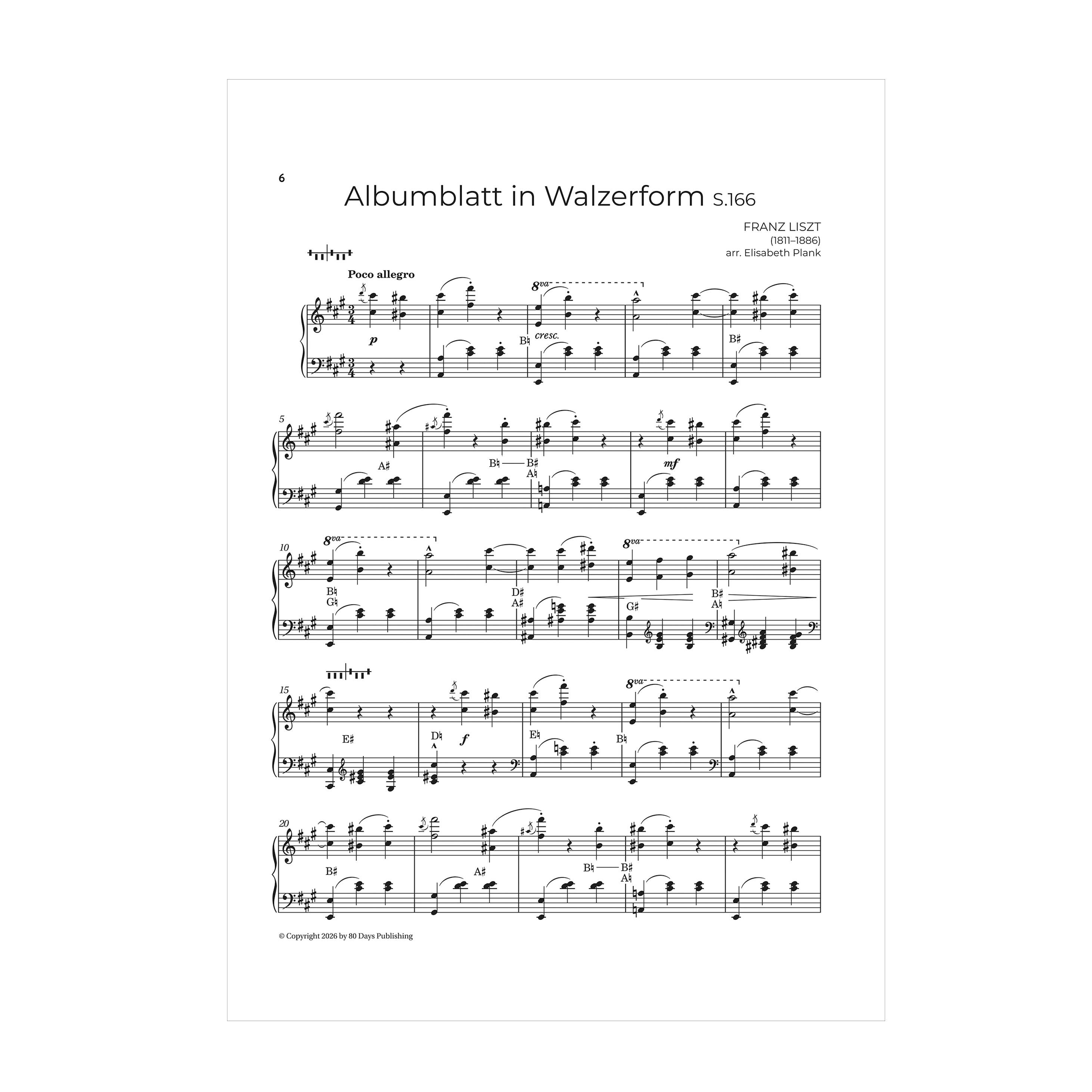 Franz Liszt - a selection of pieces from Albumblatter arr. for harp Elisabeth Plank