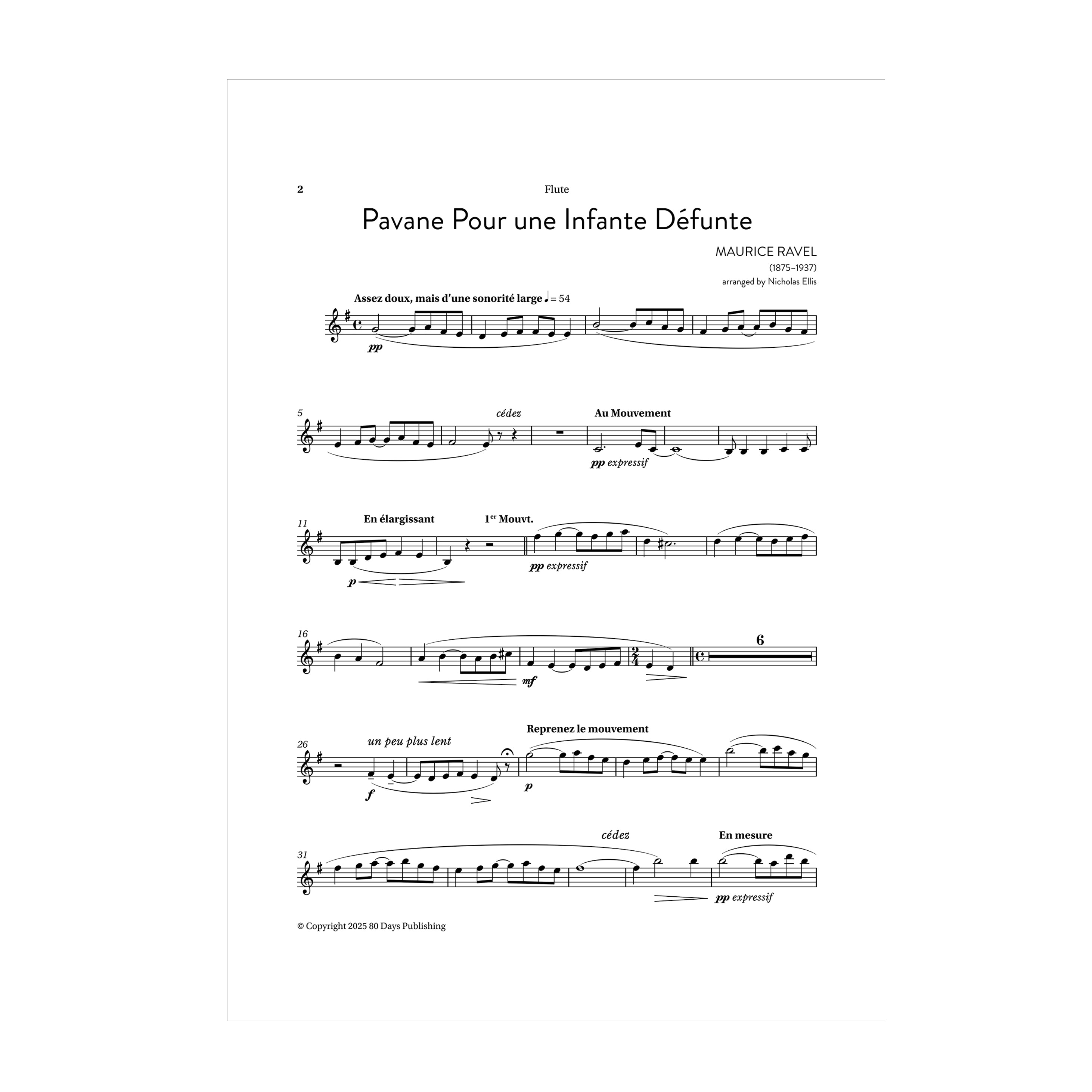 Ravel - Pavane pour une infante défunte arr. fl, vla. (or cl.) and harp by Nicholas Ellis