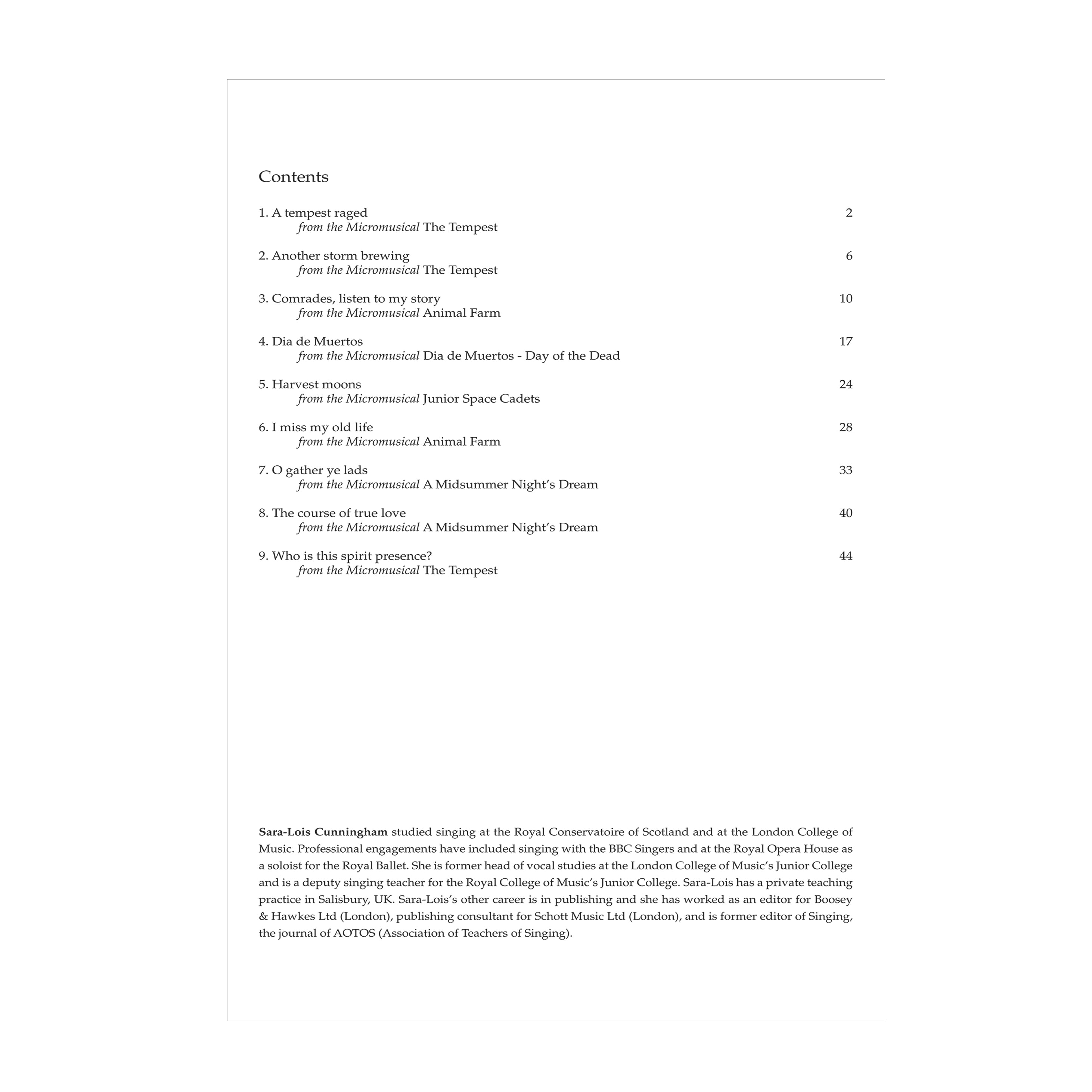 Selected songs from Christopher Norton's Micromusicals Book 5 Low Voice