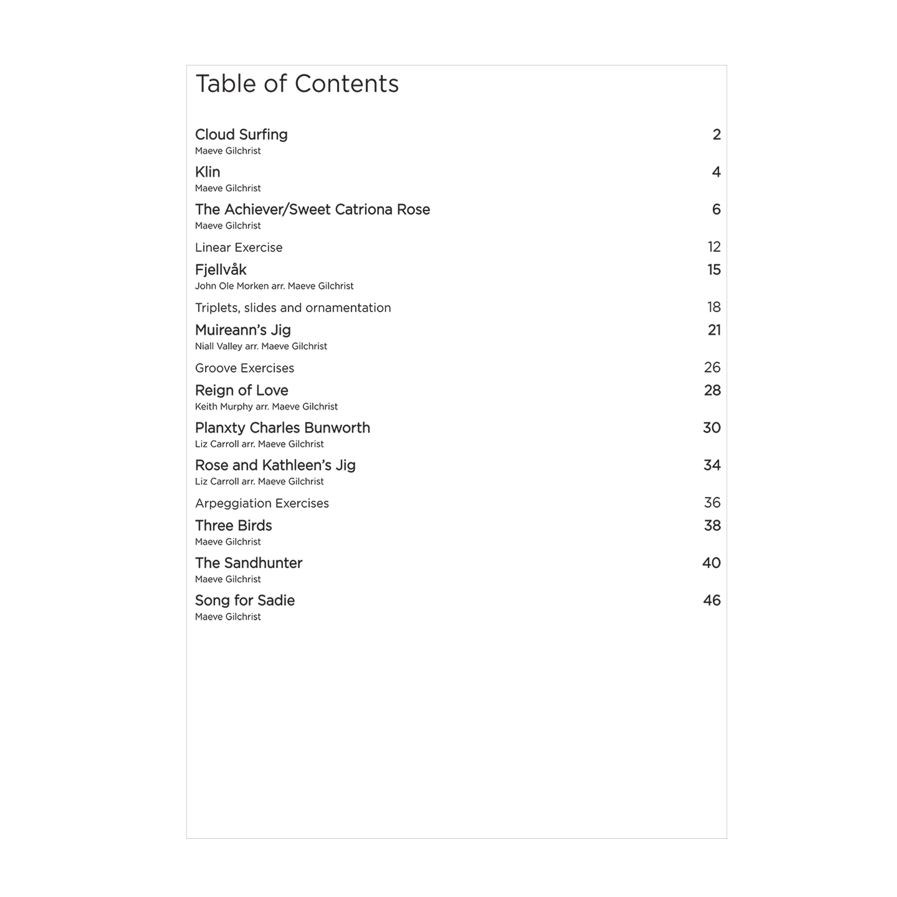 Maeve Gilchrist - Traditional tune arrangements and original compositions for the lever harp Book 2