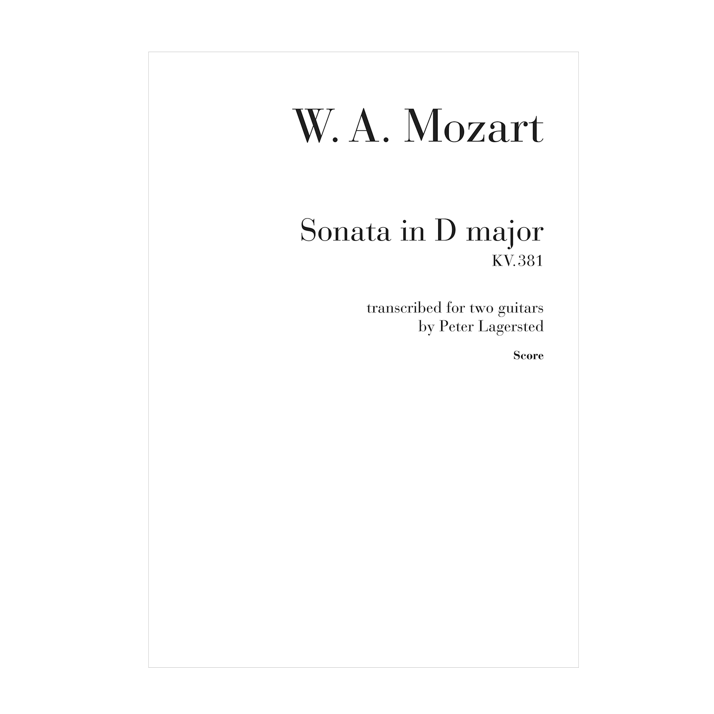 Mozart - Sonata in D major KV. 381 arr. two guitars SCORE (DOWNLOAD)