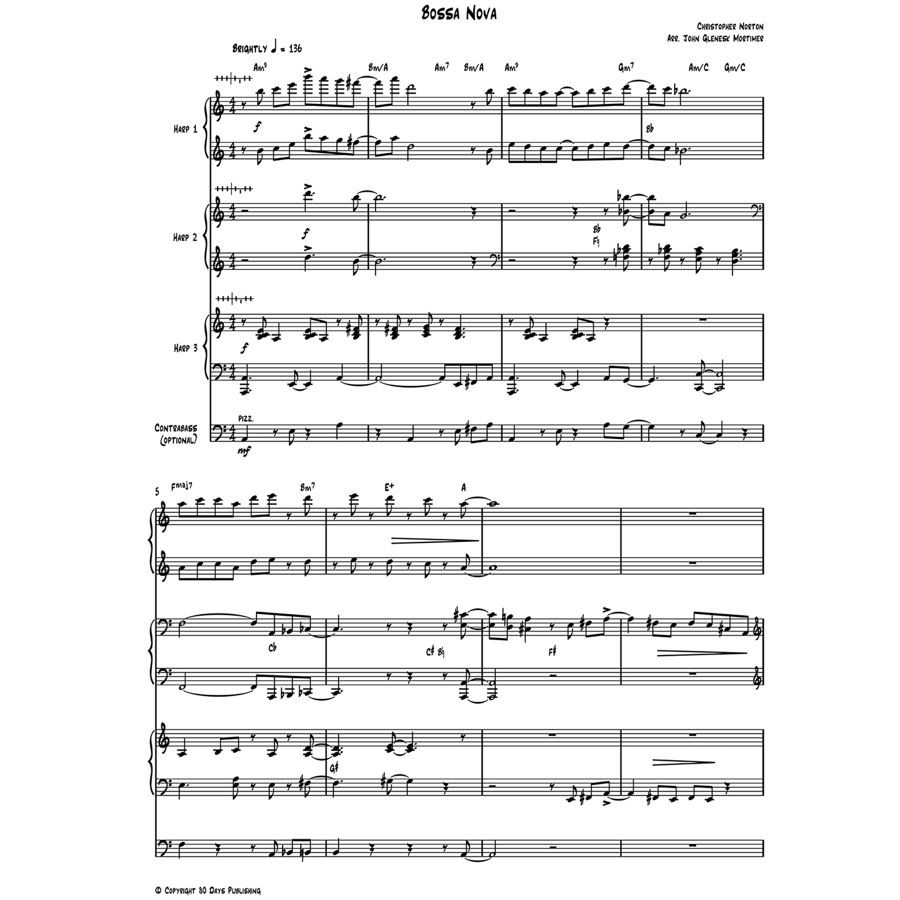 Christopher Norton - Bossa Nova arr. for three harps with optional bass