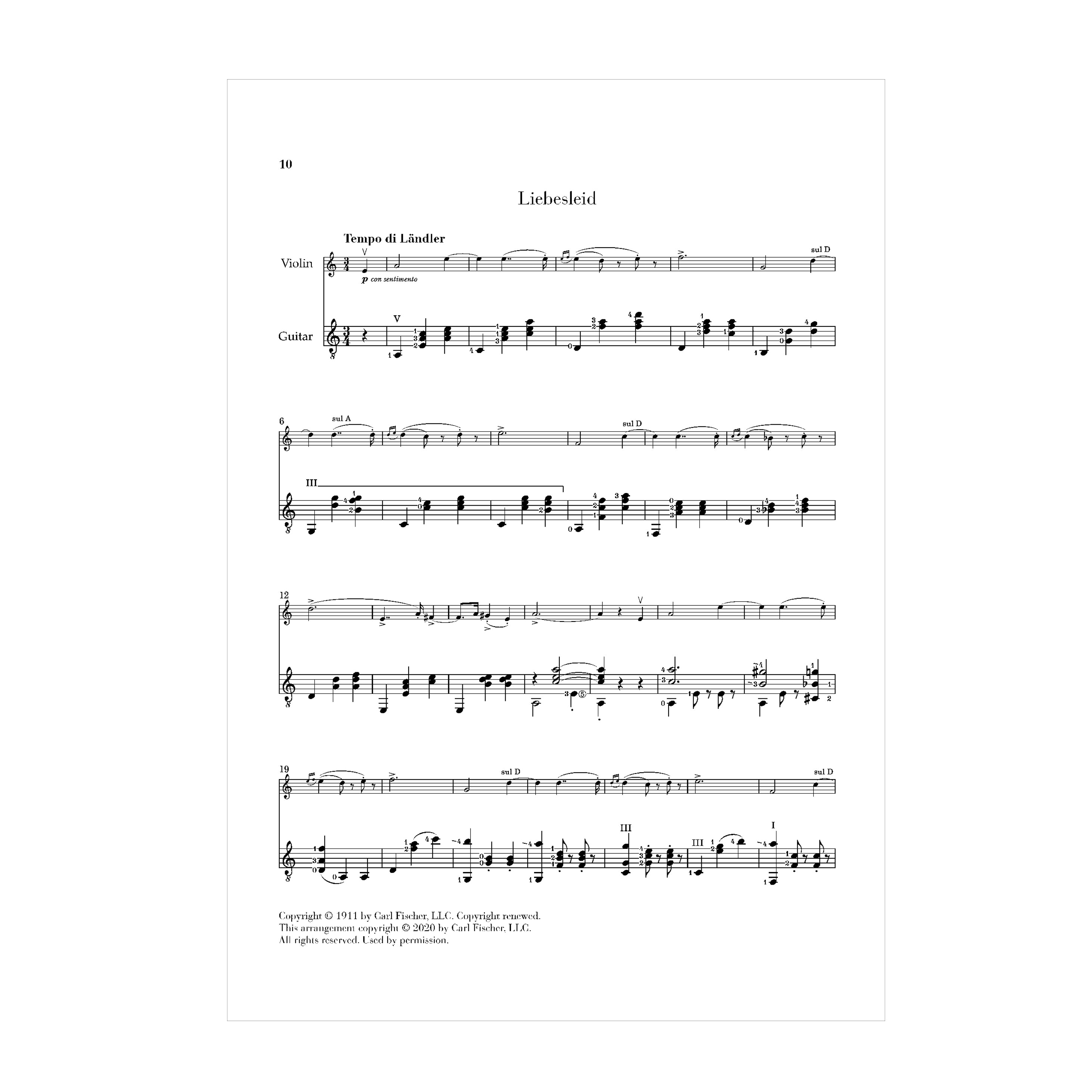 Fritz Kreisler - Alt-Wiener Tanzweisen transcribed for Violin and Guitar