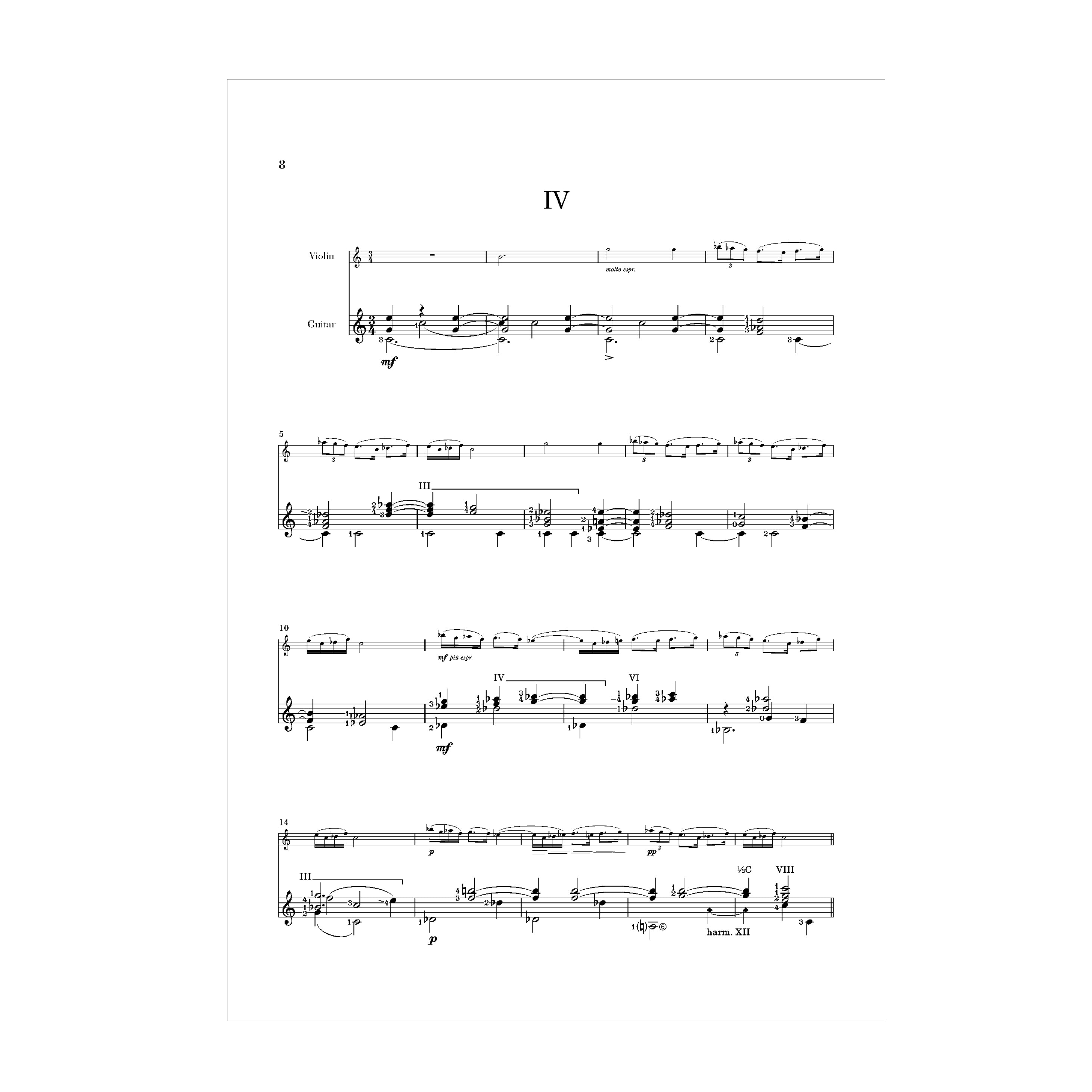 Béla Bartók - Rumanian Folk Dances transcribed for Violin and Guitar