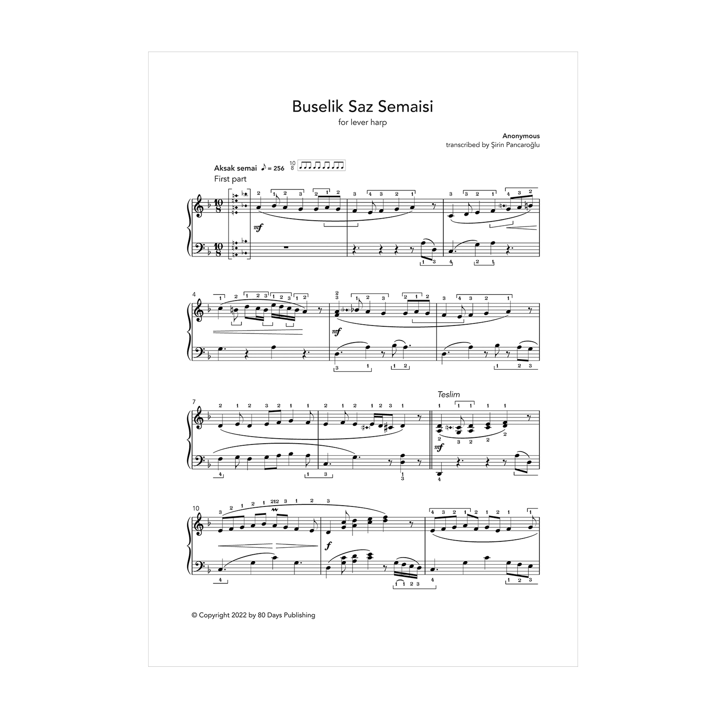 Buselik Saz Semaisi for lever harp - anon. transcribed by Şirin Pancaroğlu