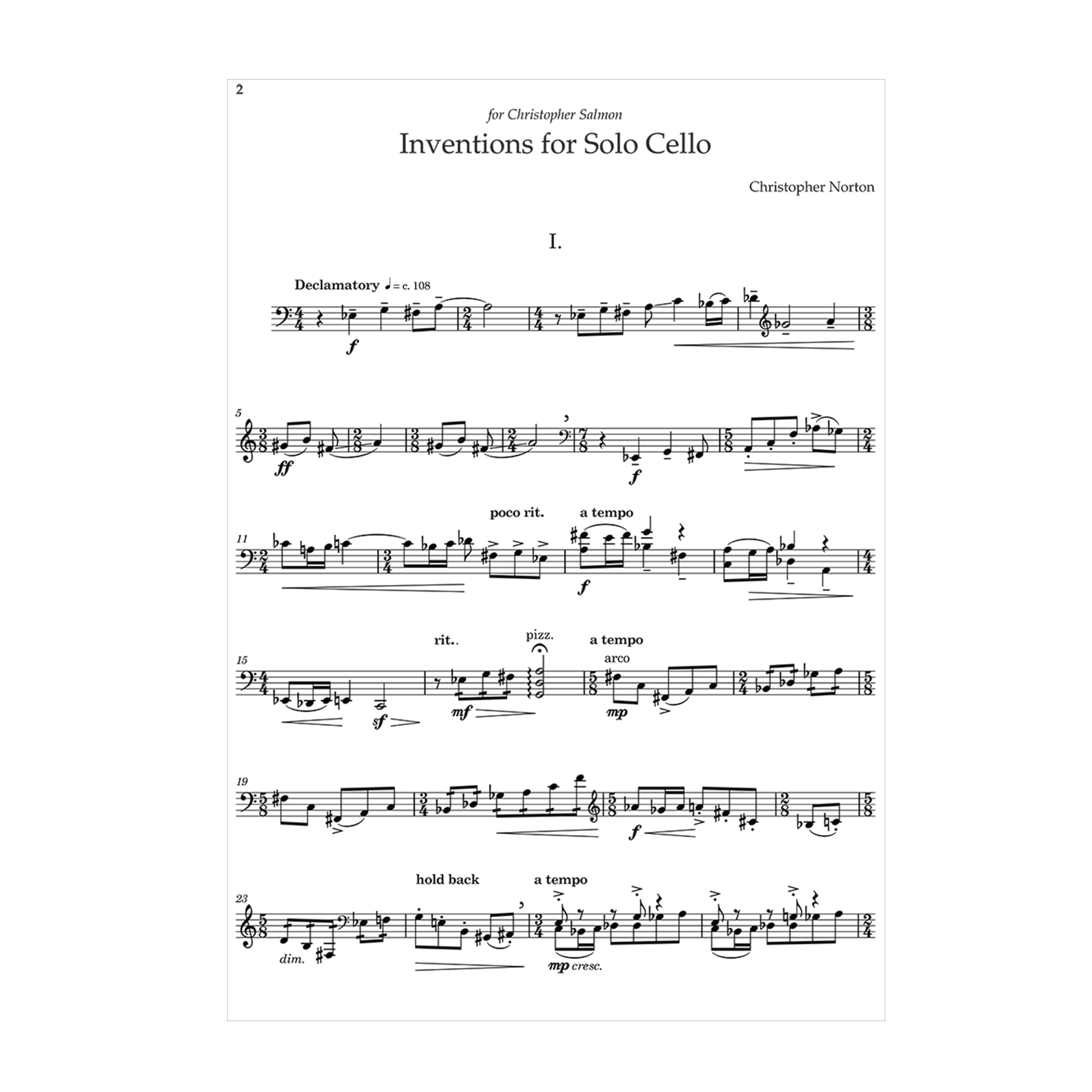 Christopher Norton - Inventions for solo cello