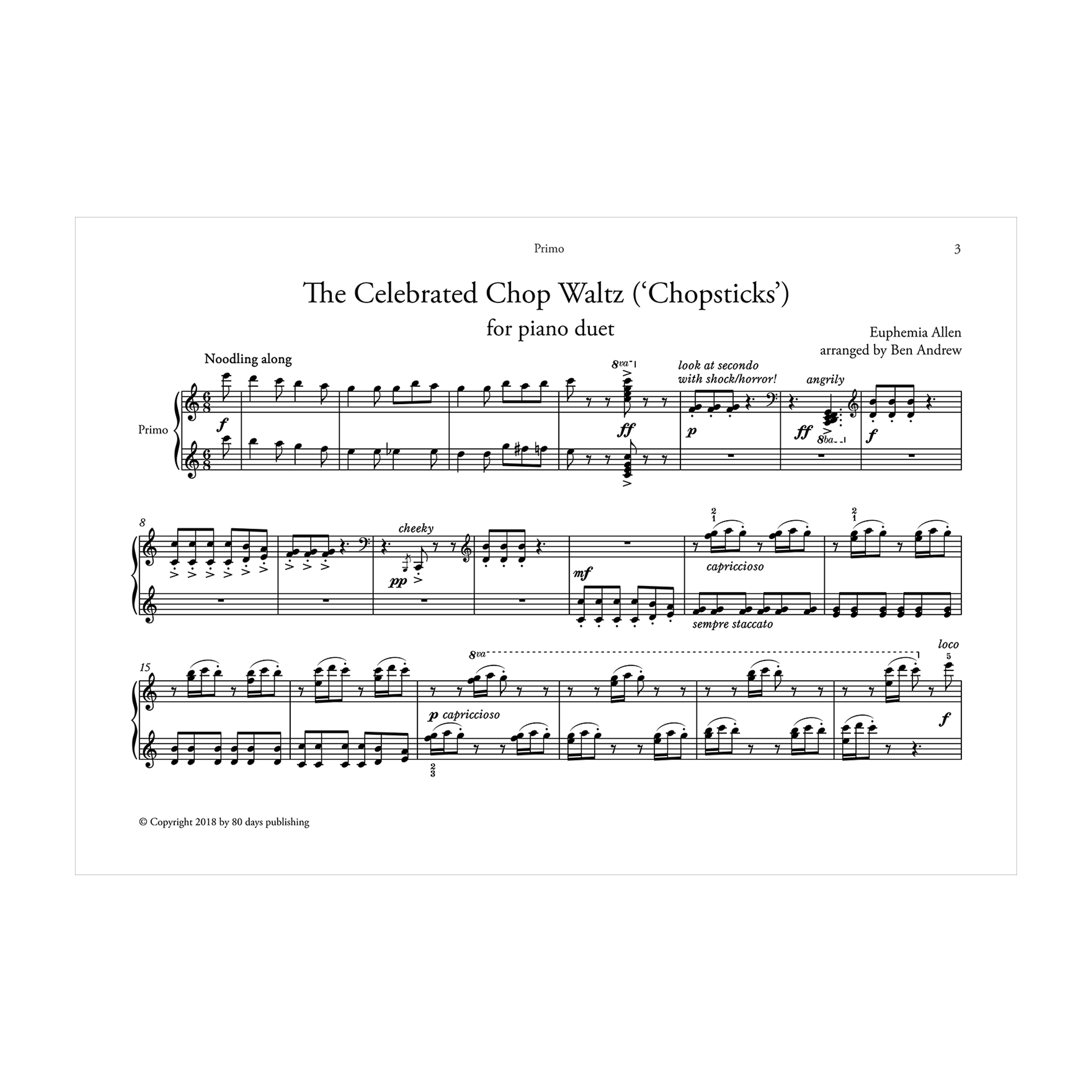Euphemia Allen arr. Ben Andrew - Chopsticks for Piano Duet