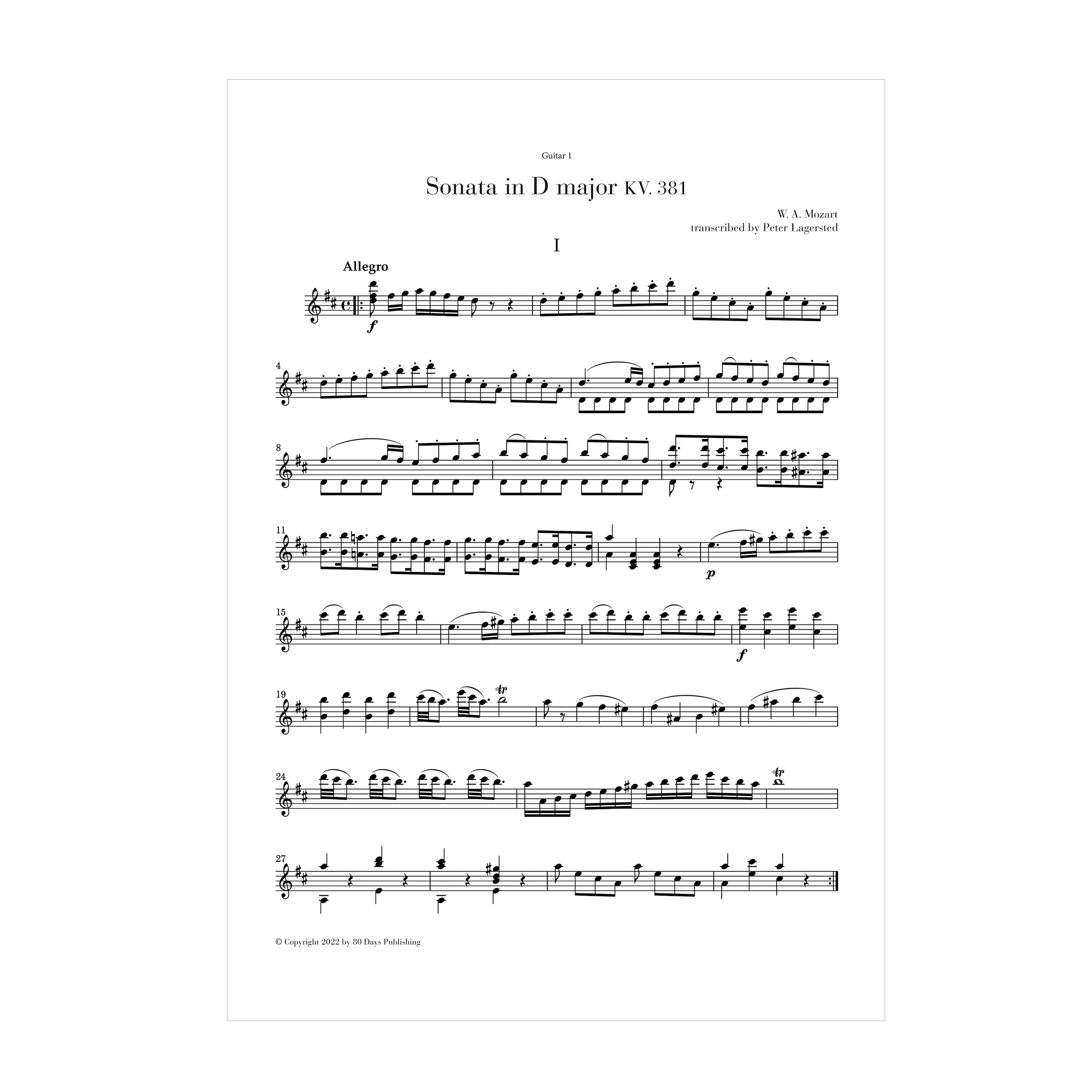 Mozart - Sonata in D major KV. 381 arr. two guitars