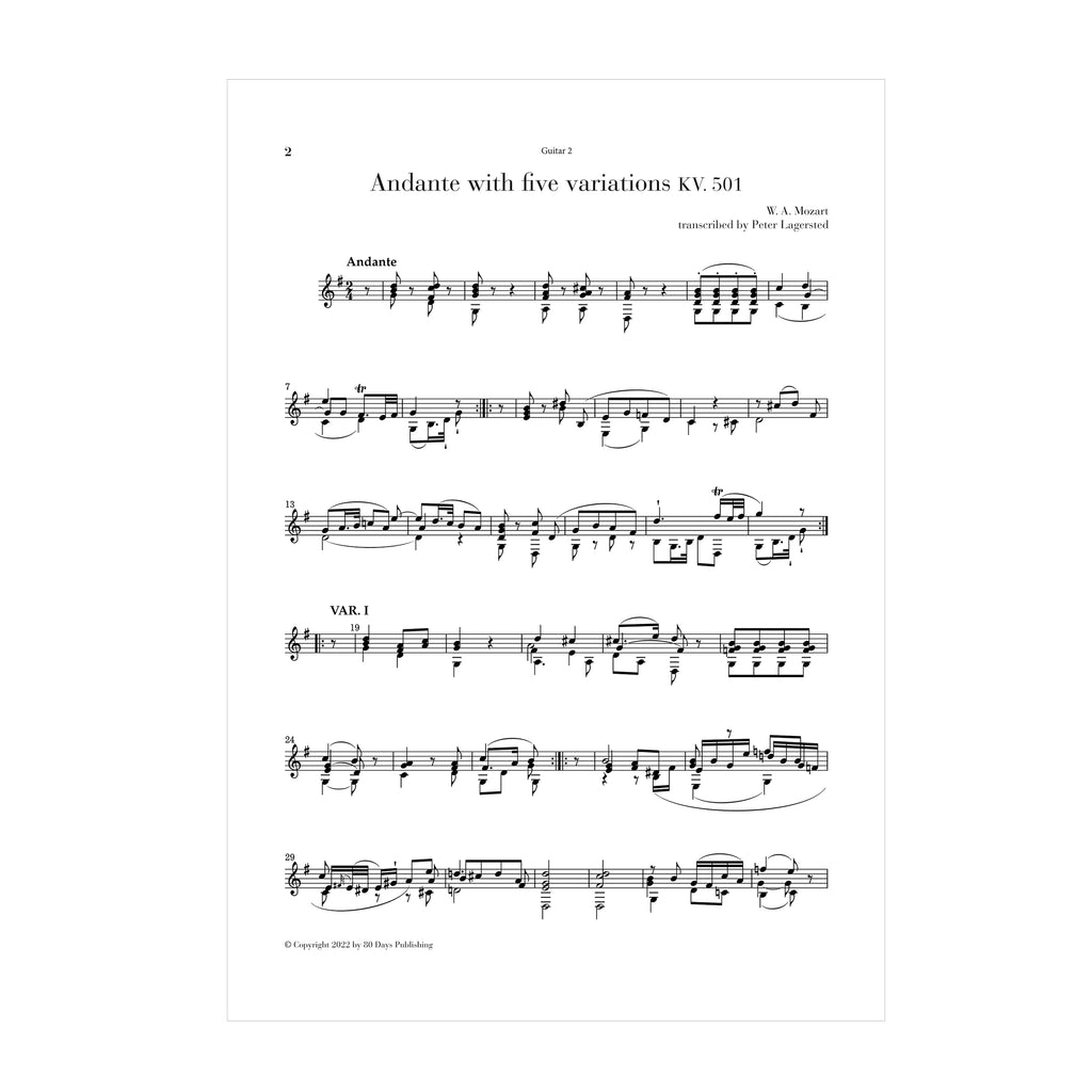 Mozart - Andante with five variations KV. 501 transcribed for two guitars