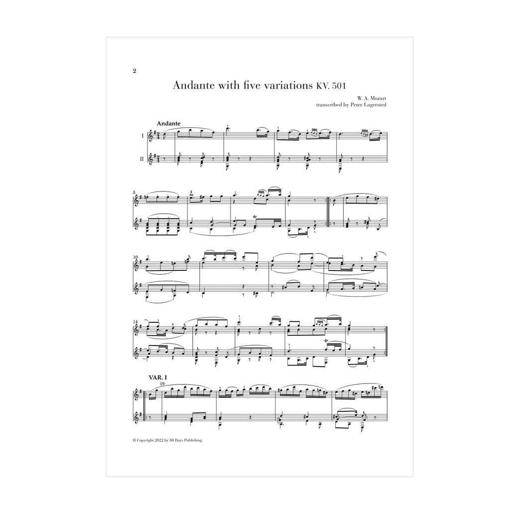 Mozart - Andante with five variations KV. 501 transcribed for two guitars