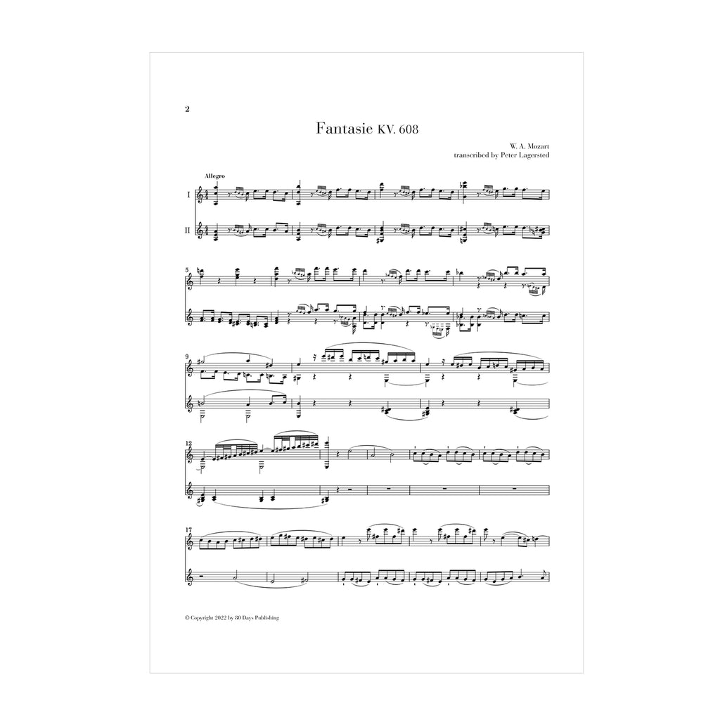 Mozart - Fantasie KV. 608 arr. two guitars SCORE (DOWNLOAD)